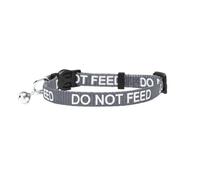 LARRYROO Cat Collar With DO NOT FEED Print - Soft Nylon & Safety Release Buckle (Silver)