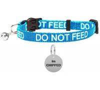 Larryroo Cat Collar With Do Not Feed Print - Soft Nylon & Safety Release Buckle - With Personalised Engraved Round Silver Id Tag