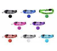 Larryroo Cat Collar With Do Not Feed Print - Soft Nylon & Safety Release Buckle - With Personalised Engraved 22mm Anodised Id Pet