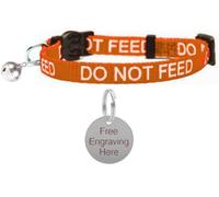 Larryroo Cat Collar With Do Not Feed Print - Soft Nylon & Safety Release Buckle - With Personalised Engraved Round Silver Id Tag