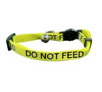 Larryroo Cat Collar With Do Not Feed Print - Soft Nylon & Safety Release Buckle (Yellow)