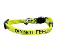 LARRYROO Cat Collar With DO NOT FEED Print - Soft Nylon & Safety Release Buckle (Yellow)