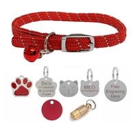 LarryRoo Cat/kitten Reflective Softweave Collar With Safety Elastic, Bell With Optional Personalised Tag (Red, No Tag)