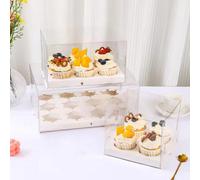 Larryroo Crystal Clear Transparent Cupcake Boxes - Holds 1, 4, 6 & 12 Cup Cakes With Inserts (1 X 12 Cavity)