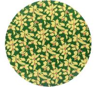 LARRYROO Festive Christmas Cake Board Drum, Tradtional Gold, Red, Green Holly Design, 12mm Thick (Green, 10 Inch)