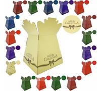 LarryRoo Festive Christmas Design Bouquet, Flower Box/vase - Transportation Xmas Display Boxes (Merry Xmas Bow - Ivory)