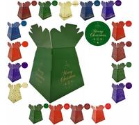 LarryRoo Festive Christmas Design Bouquet, Flower Box/vase - Transportation Xmas Display Boxes (Merry Xmas Swirls - Green)
