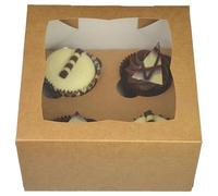 LarryRoo Kraft Brown Windowed Cupcake Box | 4 Cavity | Cup Cake Boxes & inserts (5)
