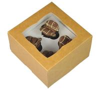 Larryroo Kraft Brown Windowed Mini Cupcake Box 4 Cavity Mini Cup Cake Boxes & Inserts (1)