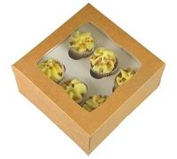 LARRYROO Kraft Brown Windowed MINI Cupcake Box | 6 Cavity | Mini Cup Cake Boxes & inserts (10)