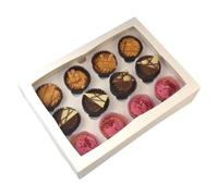 LARRYROO Pack of 10 x Premium Cupcake White Window For 12 Cup Cakes with Removable 6cm Divider Tray (33cm x 24.2cm x 7.6cm) - Ideal for Muffins, Cupcakes, Pastries Etc (10)
