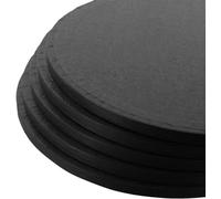 LARRYROO Pack of 5 Round Cake Drums 13mm Thick Boards Colourful Foil Covered (Black, 8 Inches)
