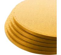 Larryroo Pack Of 5 Round Cake Drums 13mm Thick Boards Colourful Foil Covered (Gold, 8 Inches)
