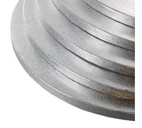 LARRYROO Pack of 5 Round Cake Drums 13mm Thick Boards Colourful Foil Covered (Silver, 8 Inches)