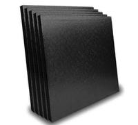 LARRYROO Pack of 5 Square Cake Drums 13mm Thick Boards Colourful Foil Covered (Black, 10 Inches)