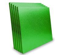 LARRYROO Pack of 5 Square Cake Drums 13mm Thick Boards Colourful Foil Covered (Green, 12 Inches)