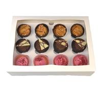 LARRYROO Pack of 5 x Premium Cupcake White Window For 12 Cup Cakes with Removable 6cm Divider Tray (33cm x 24.2cm x 7.6cm) - Ideal for Muffins, Cupcakes, Pastries Etc (5)