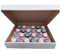 LARRYROO Pack of Strong White 24 Cupcake Muffin Cup Cake Boxes & Tray - 4 Inches DEEP (1)