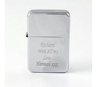LarryRoo Personalised Chrome Star Petrol Lighter Free P &p Best Man/ Wedding Gift- Xmas