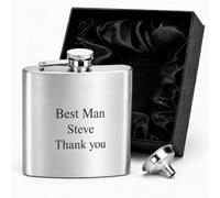 LARRYROO Personalised Engraved 6oz Hip Flask Gift Set with Box & Funnel, Stainless Steel Whisky Flask, Custom Gift for Men & Women, Birthday, Wedding, Christmas & Father’s Day (Silver)