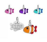 LarryRoo Personalised Engraved Fish Shape Dog/cat Tag 27mm Colourful Pet Tag Id (Orange)