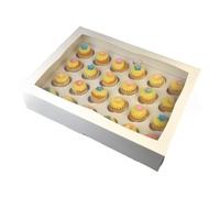 LARRYROO PREMIUM Ultra White 24 Hole Cavity Windowed MINI Cupcake Boxes for 24 Mini Cup Cakes & inserts (5)