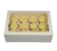 Larryroo Premium Ultra White Windowed Mini Cupcake Boxes For 12 Cup Cakes & Inserts (5)