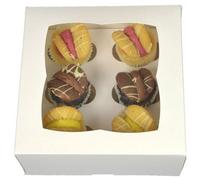 Larryroo Premium Ultra White Windowed Mini Cupcake Boxes For 6 Cup Cakes & Inserts (25)