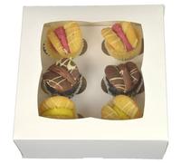 LARRYROO PREMIUM Ultra White Windowed MINI Cupcake Boxes for 6 Cup Cakes & inserts (5)