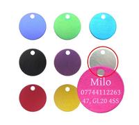 LarryRoo Quality 22mm Round Anodised Pet Id Tag & Ring, Dog, Cat, Engraved Free And P&p Supplied And Engraved (Silver)