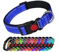 LARRYROO Reflective Dog Nylon Collar | Slide Lock Safety Buckle | Fully Adjustable | Soft Neoprene Padding (Royal Blue, Extra Large (45cm - 70cm Neck))