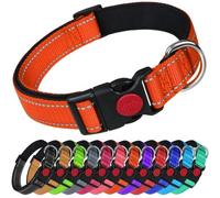 Larryroo Reflective Dog Nylon Collar Slide Lock Safety Buckle Fully Adjustable Soft Neoprene Padding (Orange, Large (40Cm - 60Cm