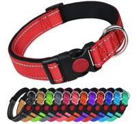 Larryroo Reflective Dog Nylon Collar Slide Lock Safety Buckle Fully Adjustable Soft Neoprene Padding (Red, Extra Large (45Cm -