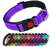 Larryroo Reflective Dog Nylon Collar Slide Lock Safety Buckle Fully Adjustable Soft Neoprene Padding (Purple, Extra Large (45Cm -