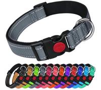 Larryroo Reflective Dog Nylon Collar Slide Lock Safety Buckle Fully Adjustable Soft Neoprene Padding (Grey, Small (25Cm - 40Cm