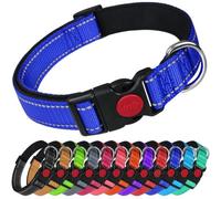 Larryroo Reflective Dog Nylon Collar Slide Lock Safety Buckle Fully Adjustable Soft Neoprene Padding (Royal Blue, Small (25Cm -