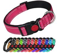 LARRYROO Reflective Dog Nylon Collar | Slide Lock Safety Buckle | Fully Adjustable | Soft Neoprene Padding (Hot Pink, Extra Small (20cm - 30cm Neck))