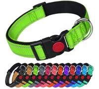 Larryroo Reflective Dog Nylon Collar Slide Lock Safety Buckle Fully Adjustable Soft Neoprene Padding (Green, Small (25Cm - 40Cm