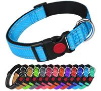 LARRYROO Reflective Dog Nylon Collar | Slide Lock Safety Buckle | Fully Adjustable | Soft Neoprene Padding (Sky Blue, Small (25cm - 40cm Neck))