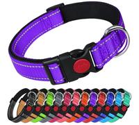 LARRYROO Reflective Dog Nylon Collar | Slide Lock Safety Buckle | Fully Adjustable | Soft Neoprene Padding (Purple, Extra Small (20cm - 30cm Neck))