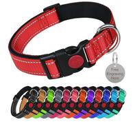 Larryroo Reflective Dog Soft Padded Nylon Collar Slide Lock Safety Buckle Fully Adjustable With Personalised Engraved Round