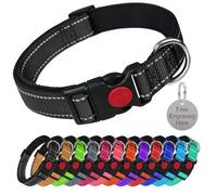 Larryroo Reflective Dog Soft Padded Nylon Collar Slide Lock Safety Buckle Fully Adjustable With Personalised Engraved Round