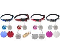 LarryRoo Reflective Gloss Cat Collar In With Optional Engraved Tag (Blue, Metal Id Tube)