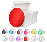 LARRYROO Round Colour Cake Drum Board & White Box + Lid Combo Pack for Wedding, Birthday Cakes (Red, 10 Inches)