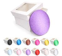 LARRYROO Round Colour Cake Drum Board & White Box with Clear Display Window + Lid Combo Pack for Wedding, Birthday Cakes (Purple, 14 Inch)