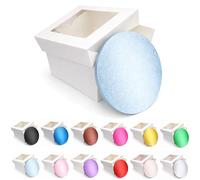 LARRYROO Round Colour Cake Drum Board & White Box with Clear Display Window + Lid Combo Pack for Wedding, Birthday Cakes (Light Blue, 8 Inch)