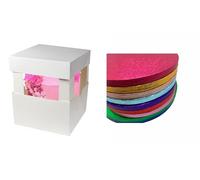 LARRYROO Round Colour Cake Drum & White Box + Lid With 12" Corner Extensions For Tall, High Wedding, Birthday Cakes (8 Inches, Gold)