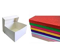 LARRYROO Square Colour Cake Drum Board & White Box + Lid Combo Pack for Wedding, Birthday Cakes (Silver, 15 Inches)