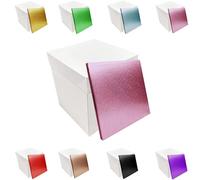 LARRYROO Tall White Extra Deep Cake Box + Lid & Square Colour Cake Drum Board Combo Pack for High Celebration, Wedding, Birthday Cakes (Light Pink, 12 Inch)