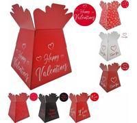 LarryRoo Valentines/love/anniversary Bouquet Box Vase - Transportation/display Flower Box (Red With Happy Valentines & Hearts)